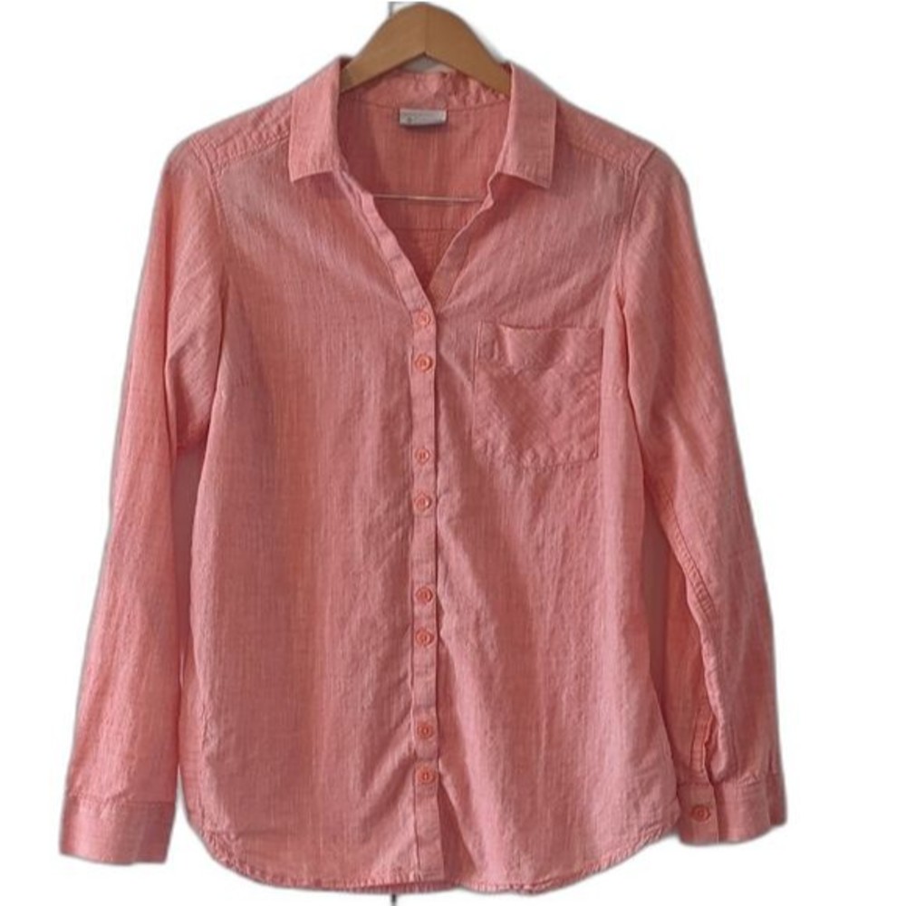 Columbia | Roll-sleeve Button-up in Coral | Size M